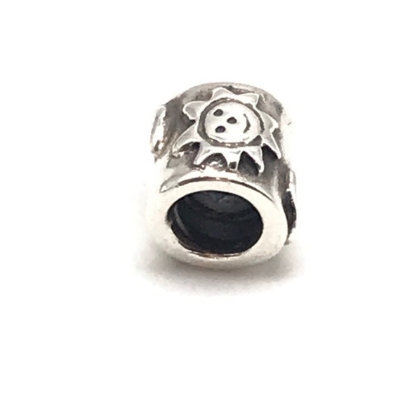 Pandora Retired Sterling Silver Sun Star Moon Barrel Bead Charm - Picture 2 of 4